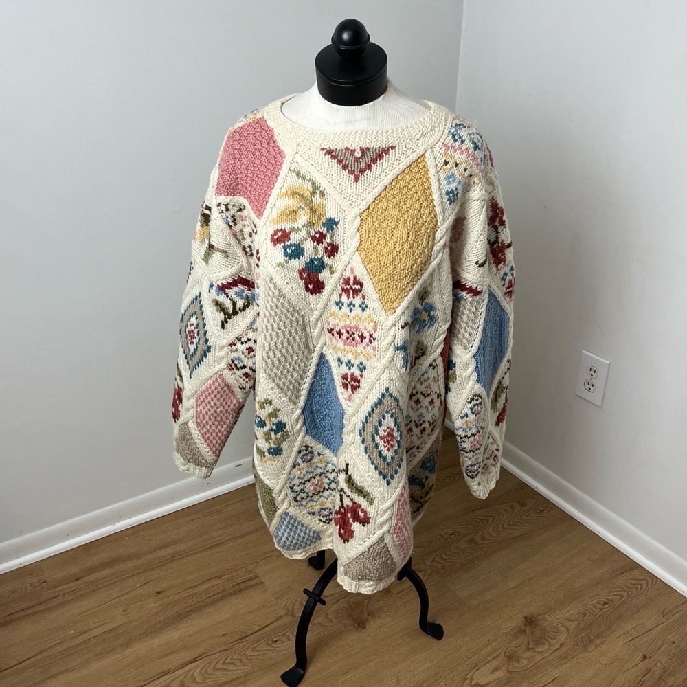 Laura Ashley Multicolor Patchwork Sweater
